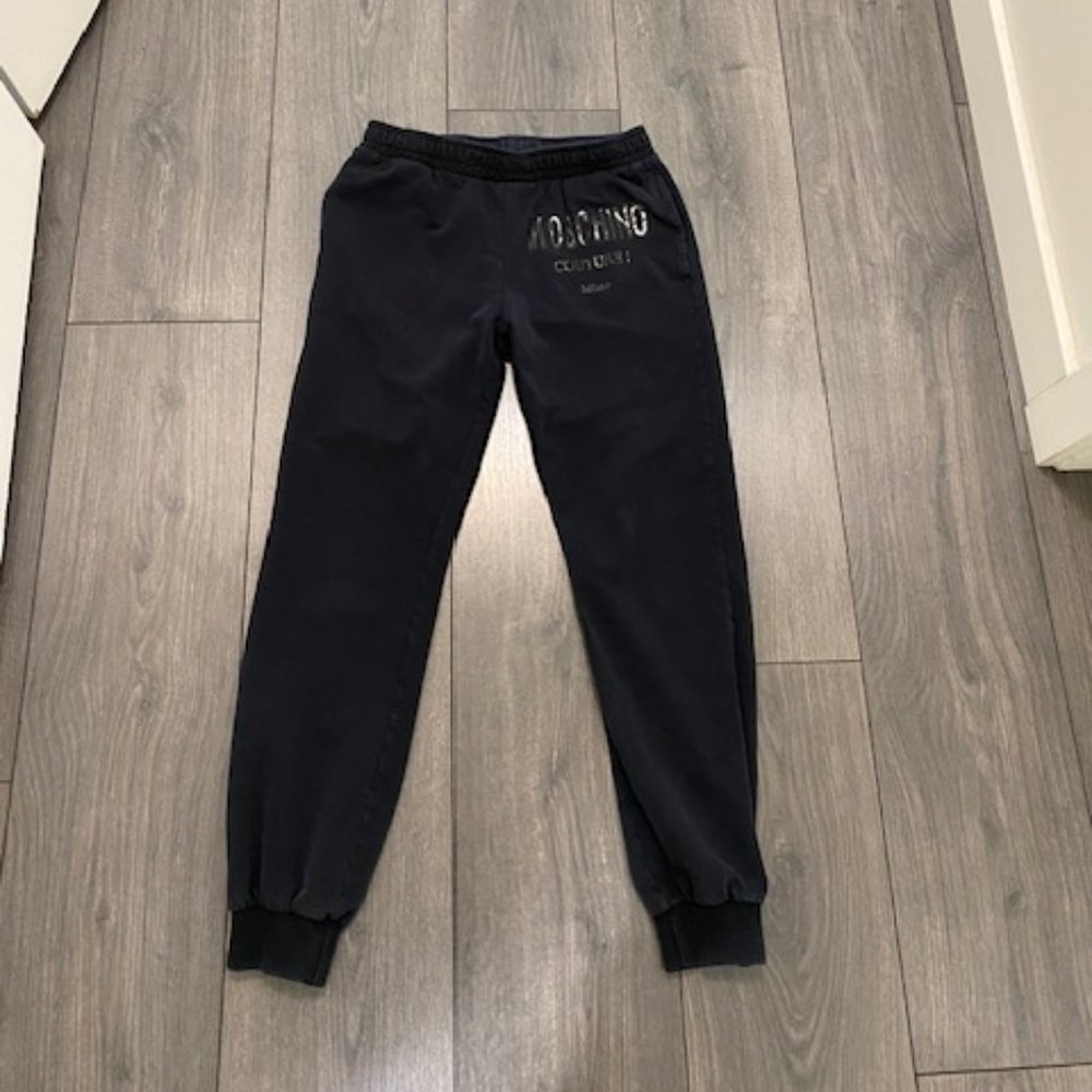 Moschino Teen Black Raised Logo Milano Joggers Size 12yo